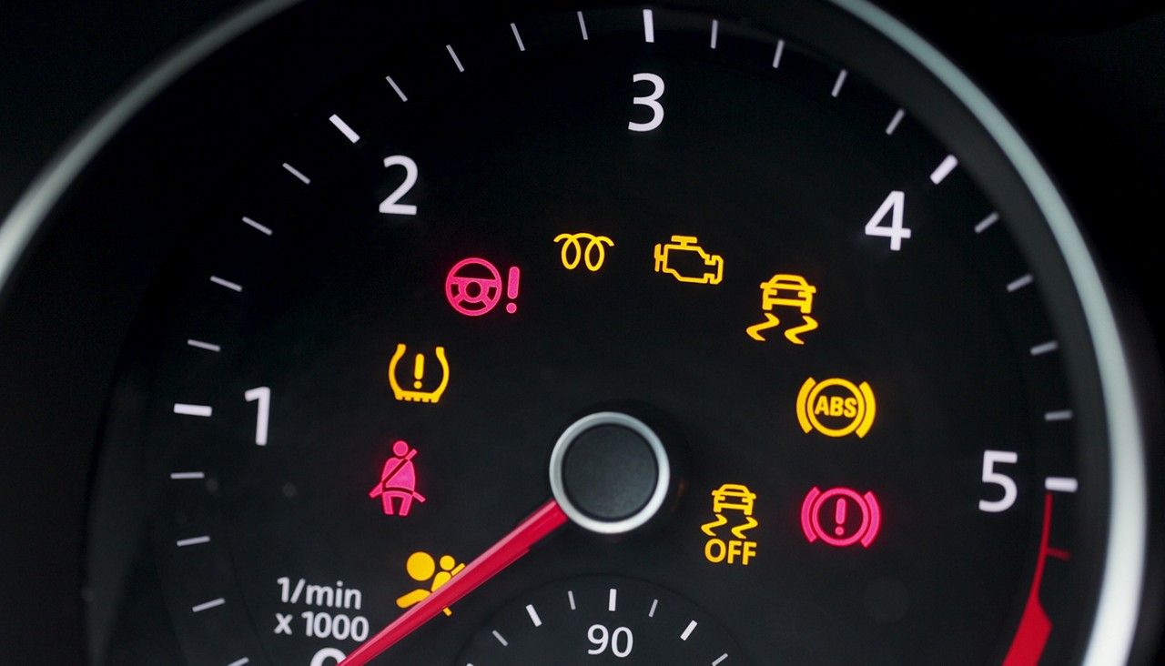 Close-up view of a car dashboard.