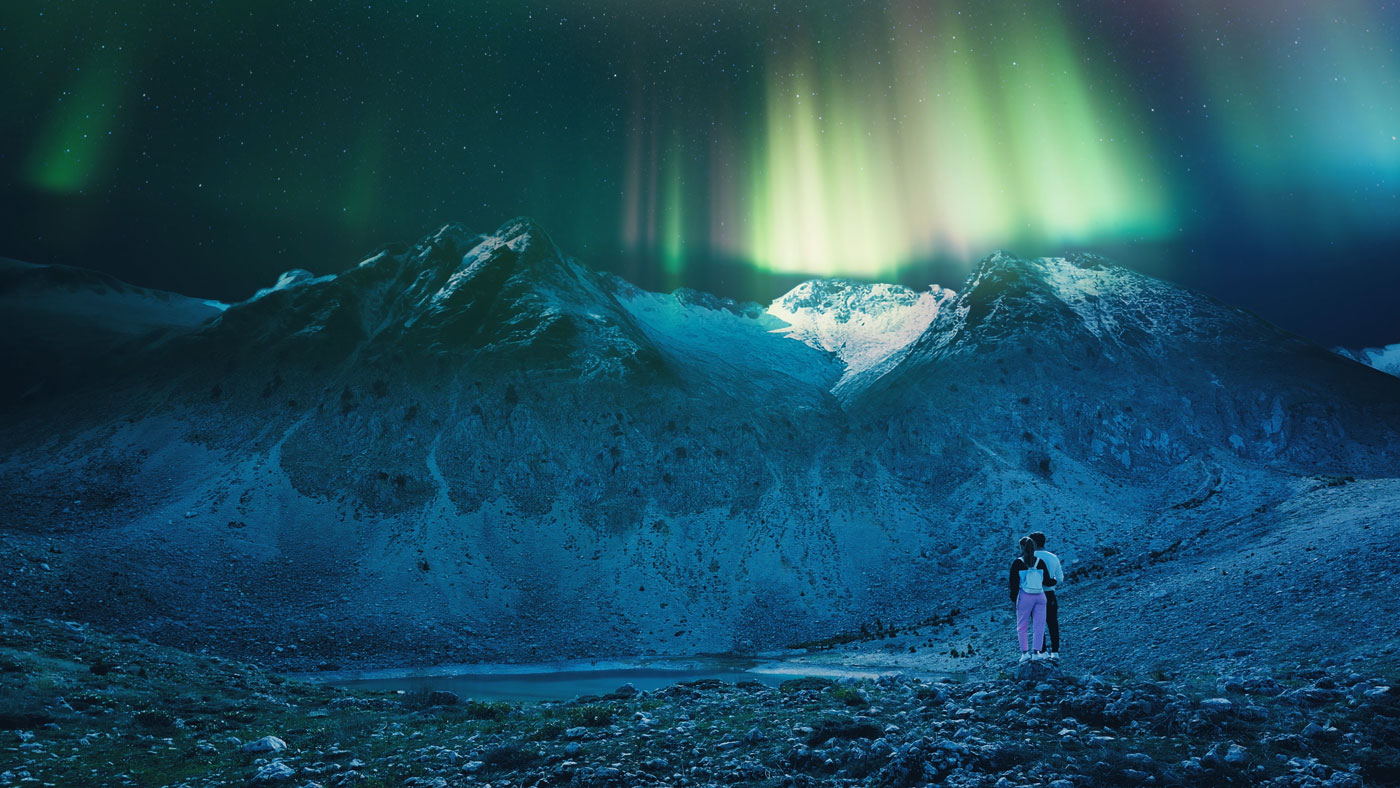 Romantic Northern Lights: Sharing Nature's Dazzling Display